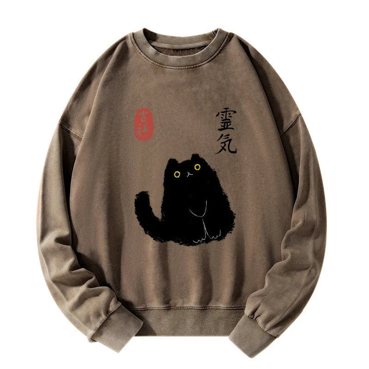 Black Civet Cat Washed Sweatshirt
