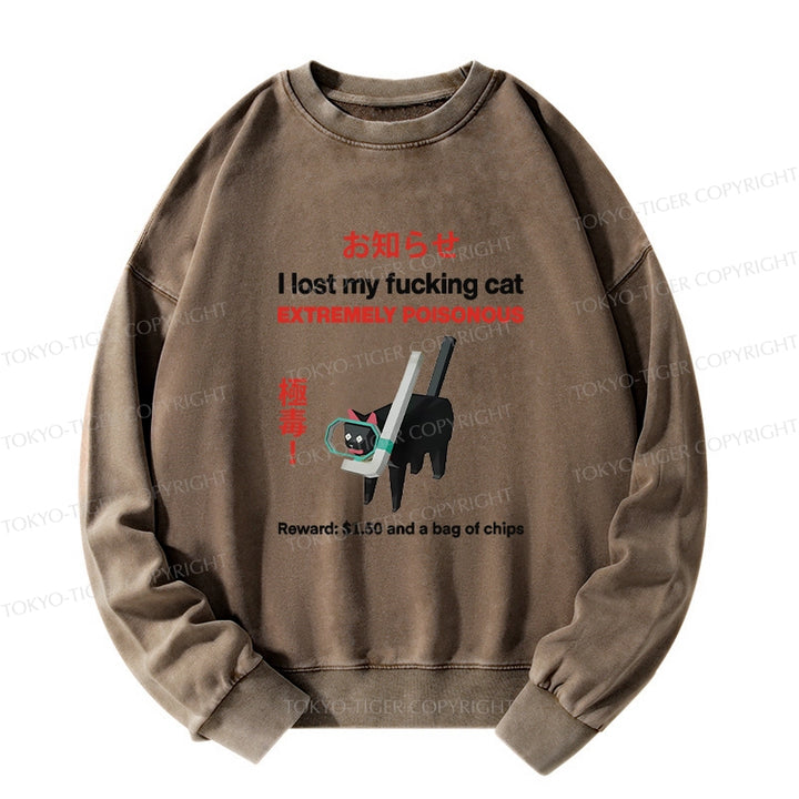 Find The Toxic Cat Funny Washed Sweatshirt
