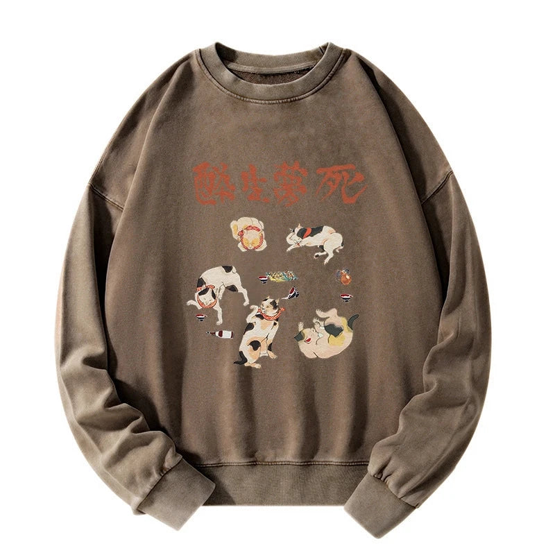 Drunken Cats Washed Sweatshirt