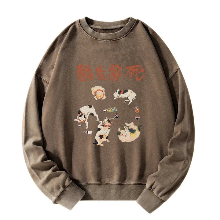 Drunken Cats Washed Sweatshirt
