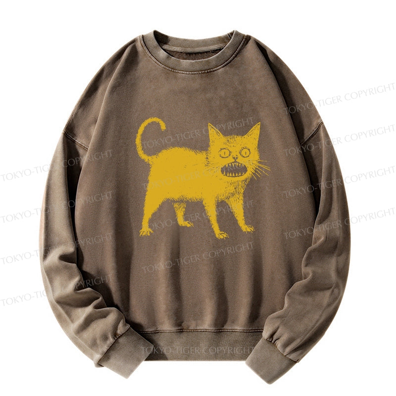 Horrible Japanese Cat Washed Sweatshirt