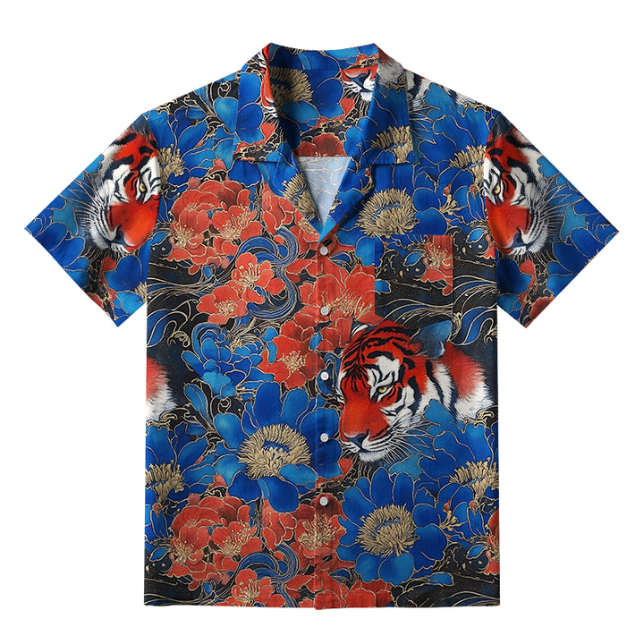 Tiger Among Flowers Aloha Hawaiian Shirt