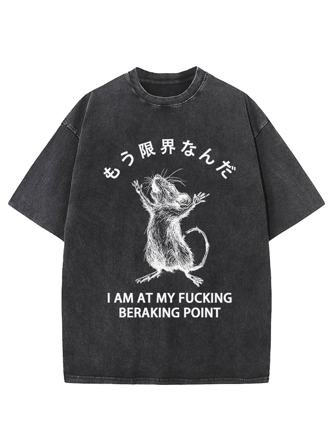 Funny Crash Mouse Washed Crew Neck T-shirt