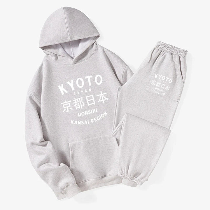 Kyoto Japan Kanji Fleece Lined Hoodie Set