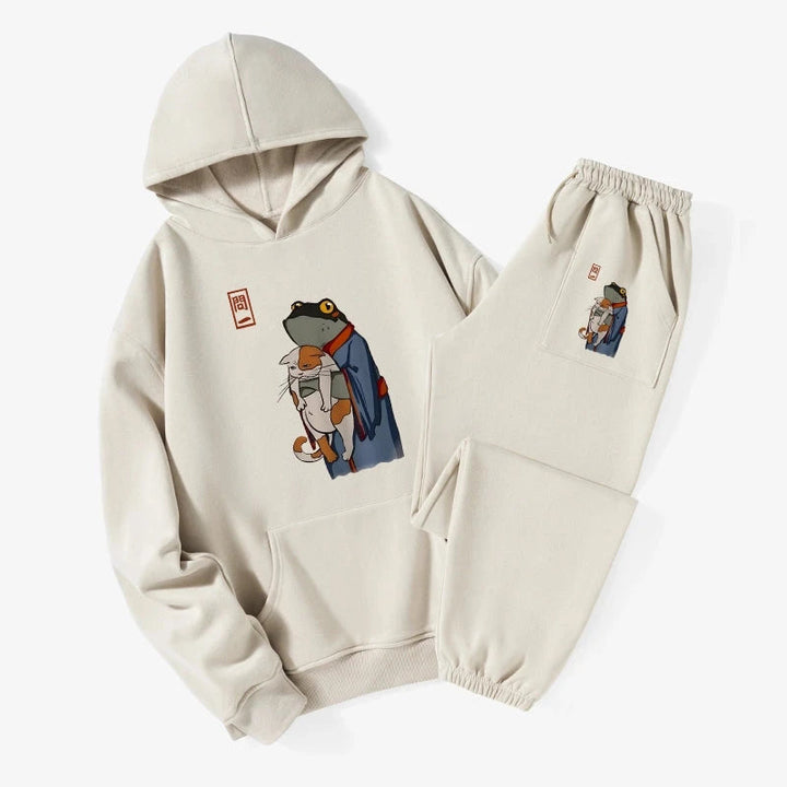 The Frog Holds The Cat Fleece Lined Hoodie Set