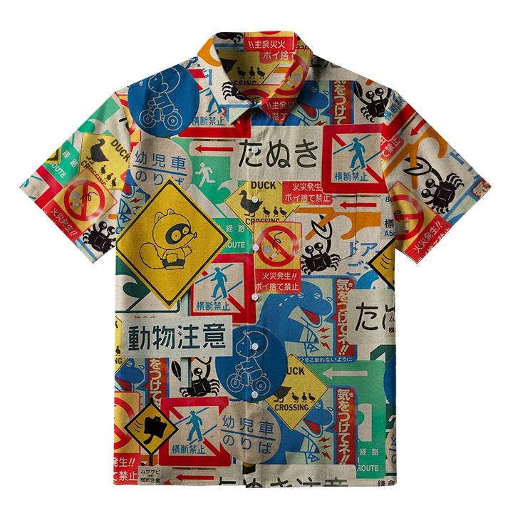 Playful Urban Sign Button-up Shirt