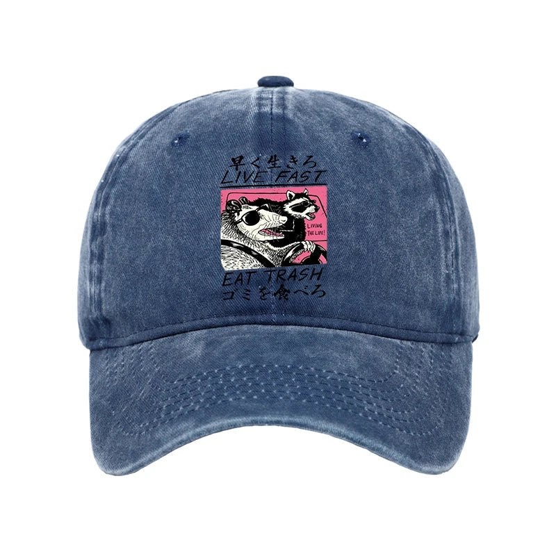 Live Fast Eat Trash Washed Cap