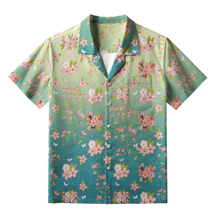 Sakura Blossom Waves Aloha Hawaiian Shirt