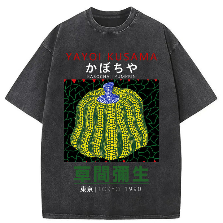 Yayoi Kusama Pumpkin Vintage Washed Crew Neck T-Shirt