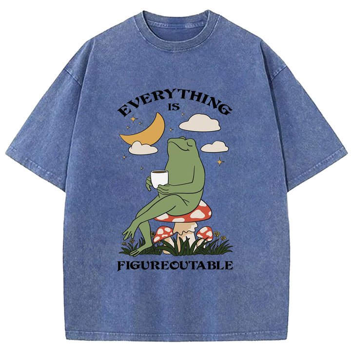 Thing Every Is Figureoutable Vintage Design Washed Crew Neck T-Shirt