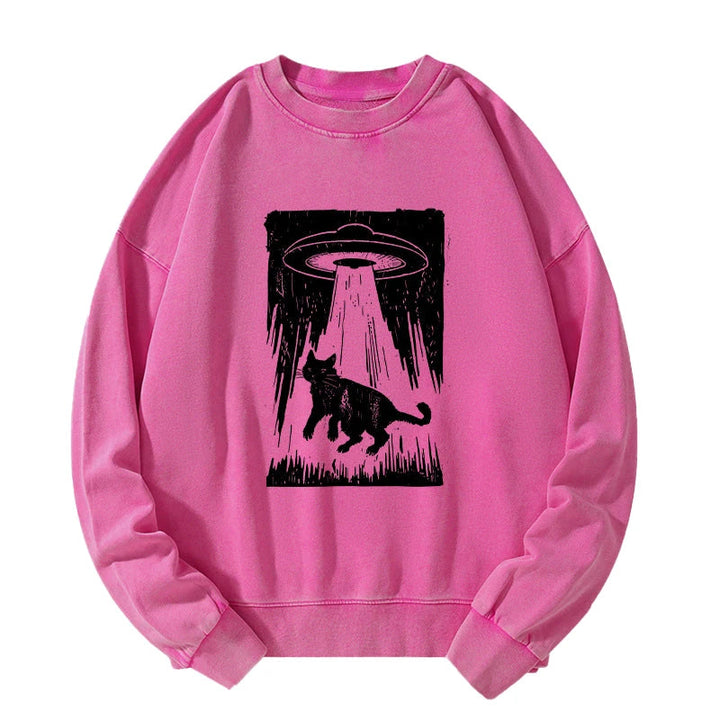 Cat Kidnapped By Aliens Washed Sweatshirt