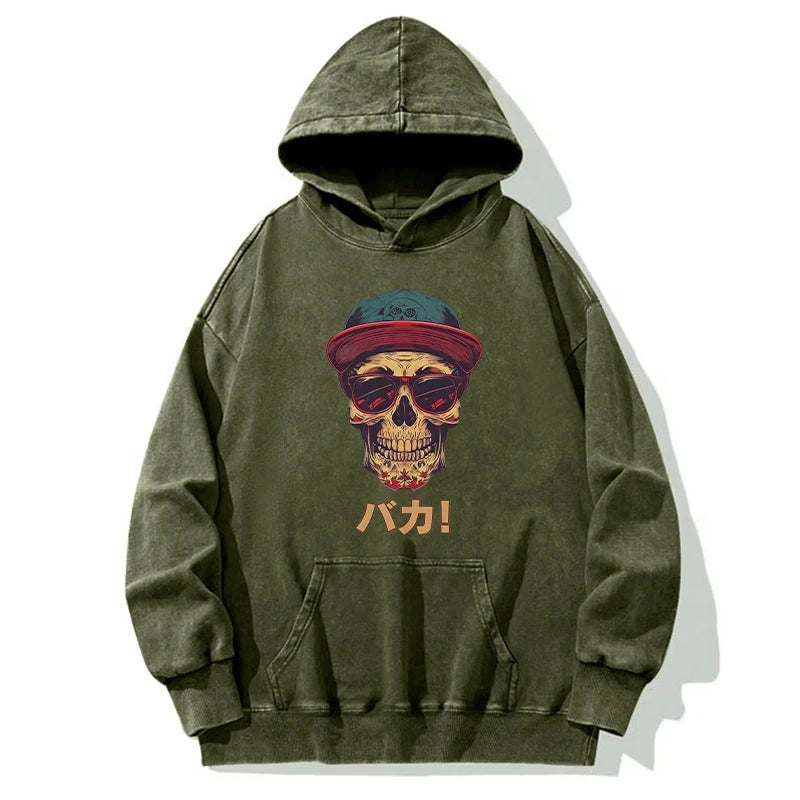 Fashion Skull Japanese Washed Hoodie