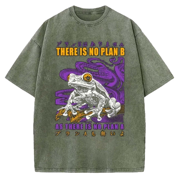 THERE IS NO PLAN B Washed Crew Neck T-shirt