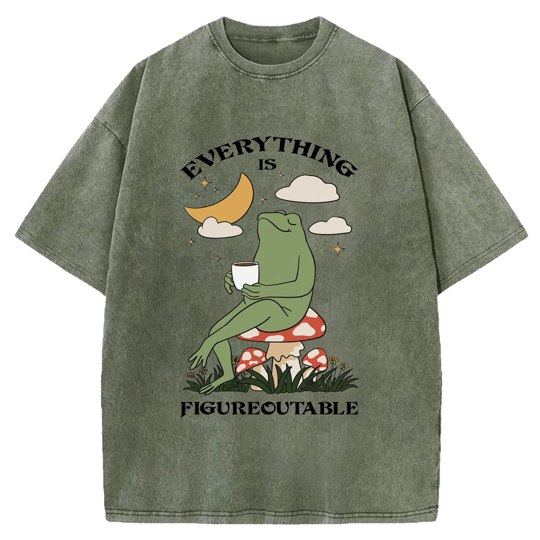 Thing Every Is Figureoutable Vintage Design Washed Crew Neck T-Shirt