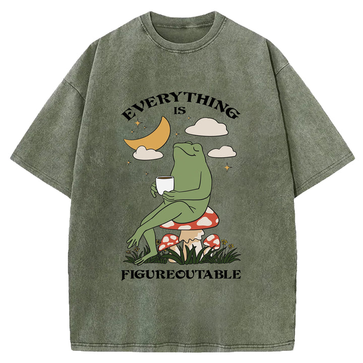 Thing Every Is Figureoutable Vintage Design Washed Crew Neck T-Shirt