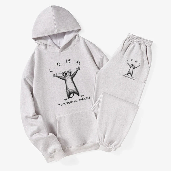 Happy Mouse Japanese Fleece Lined Hoodie Set
