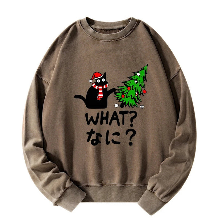 Naughty Cat Christmas Washed Sweatshirt