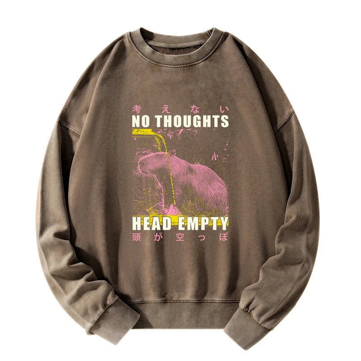 No Thoughts Head Empty Washed Sweatshirt
