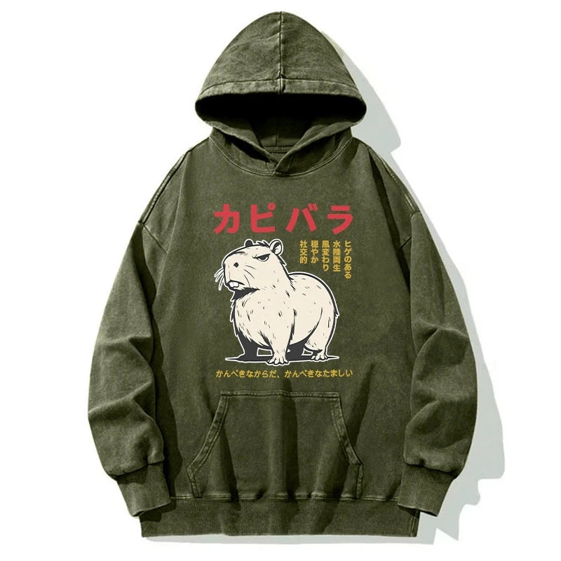 Angry Capybara Japan Washed Hoodie
