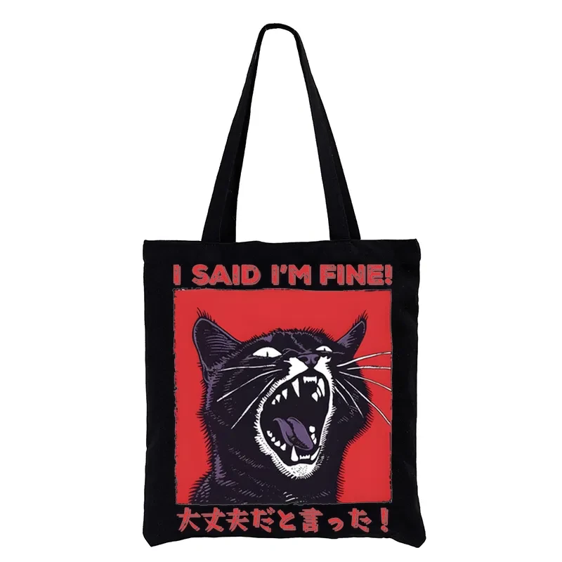 Angry Cat Japan Tote Bag