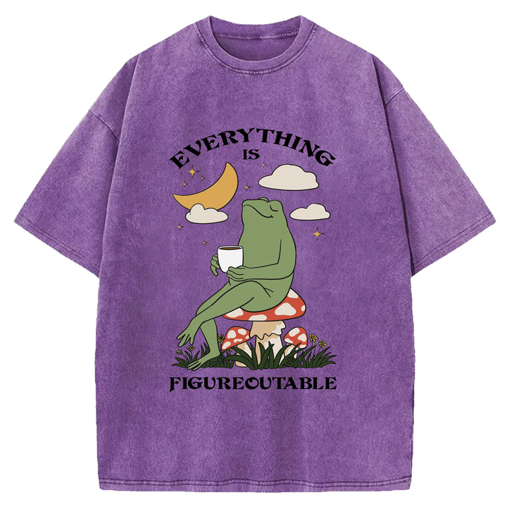 Thing Every Is Figureoutable Vintage Design Washed Crew Neck T-Shirt