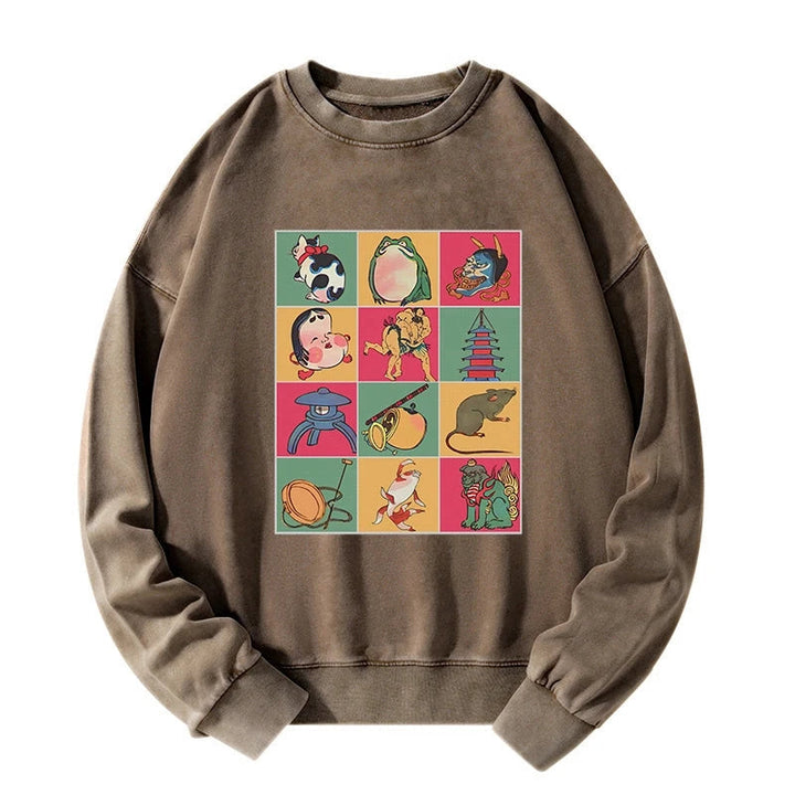 Japanese Characteristic Goods Washed Sweatshirt