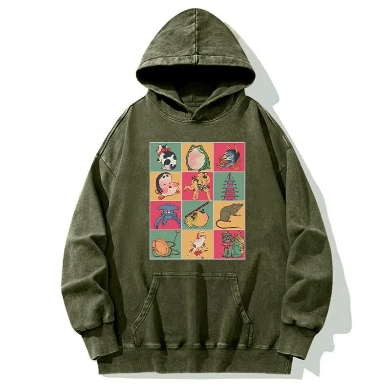 Japanese Characteristic Goods Washed Hoodie