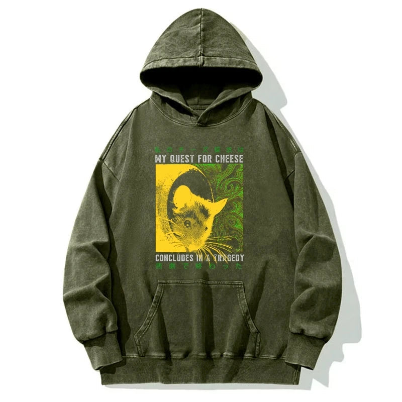 Mouse Has A Passion For Cheese Washed Hoodie