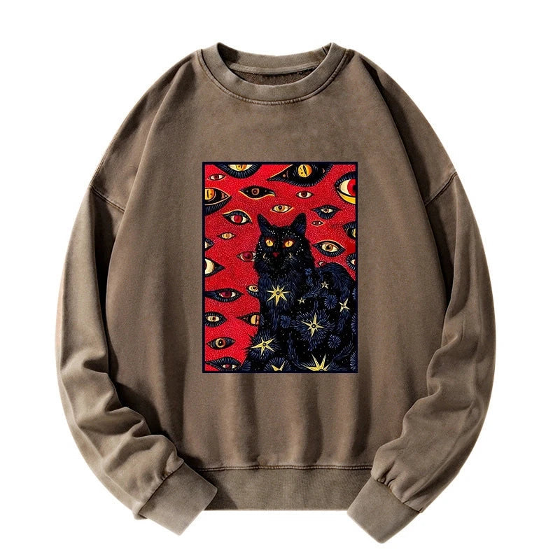 Mysterious Cat Washed Sweatshirt