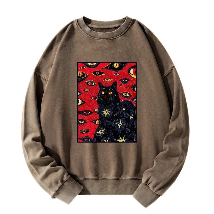 Mysterious Cat Washed Sweatshirt