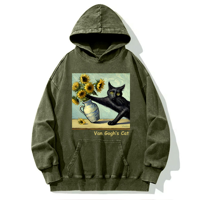 Van Gogh's Naughty Cat Washed Hoodie