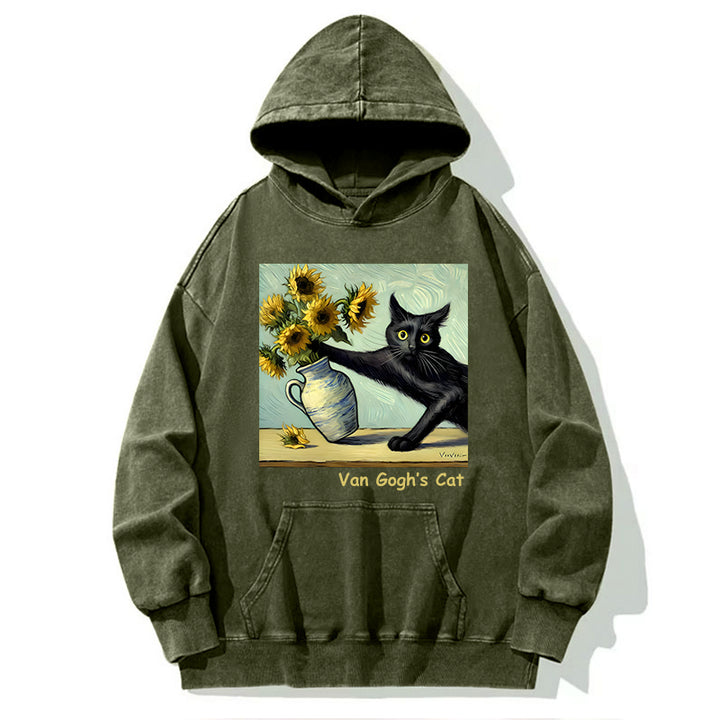 Van Gogh's Naughty Cat Washed Hoodie