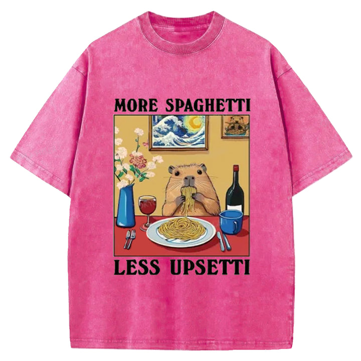 More Spaghetti Less Upsetti Capybara Washed Crew Neck T-Shirt