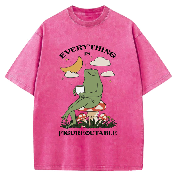 Thing Every Is Figureoutable Vintage Design Washed Crew Neck T-Shirt
