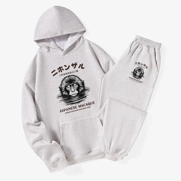 The Macaque Monkey In The Bath Japanese Fleece Lined Hoodie Set