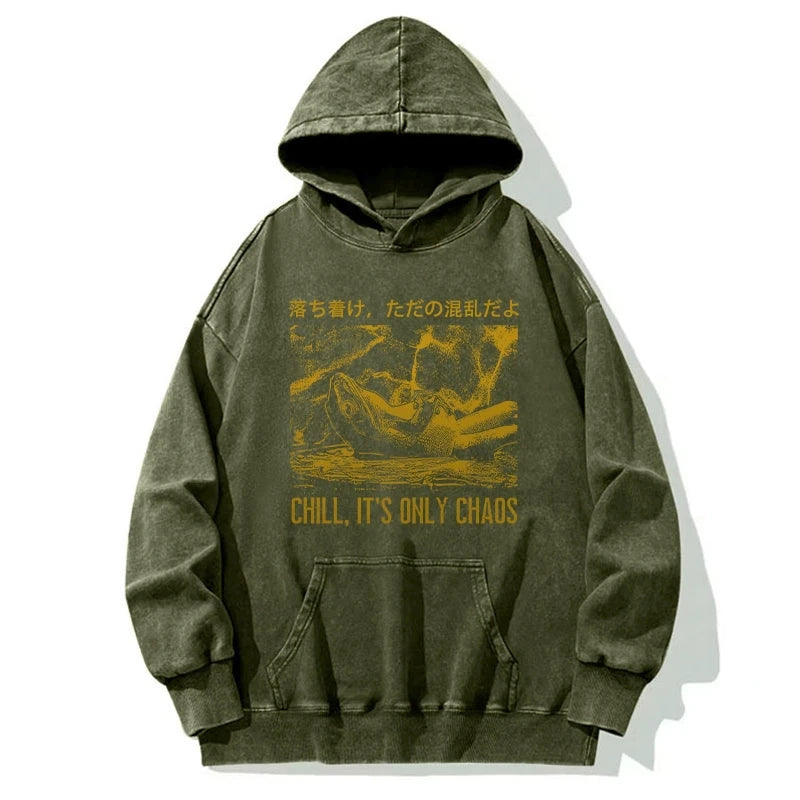 Cool Frog Japanese Washed Hoodie