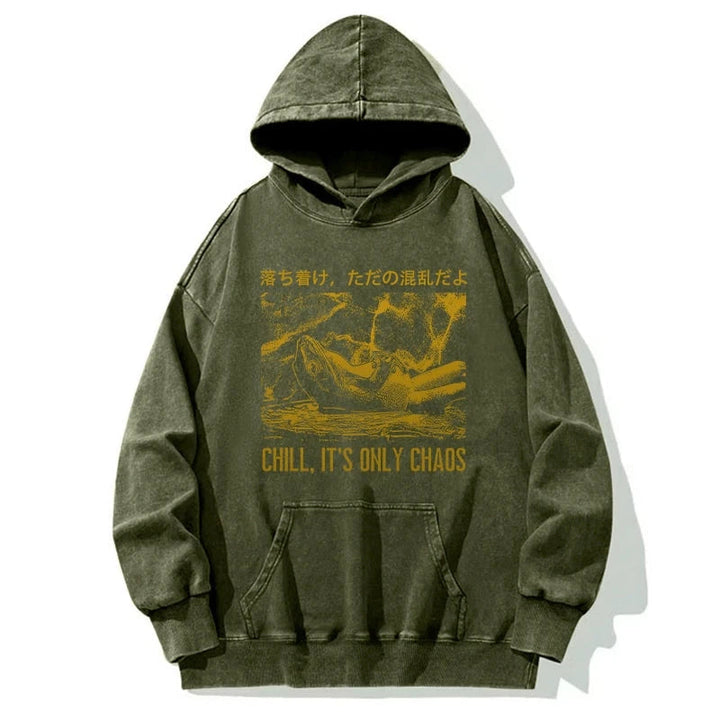 Cool Frog Japanese Washed Hoodie