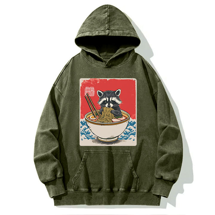 Ramen Lover Raccoon  Washed Hoodie