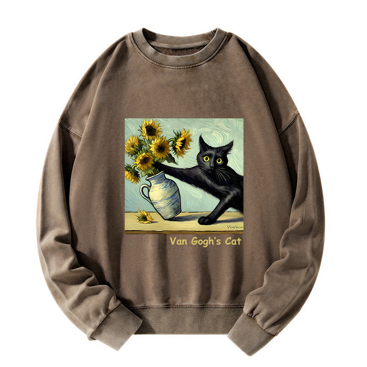 Van Gogh's Naughty Cat Washed Sweatshirt