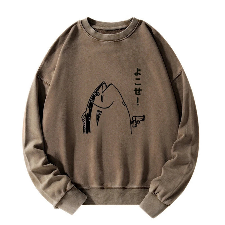 Fish Hold Up Gun Washed Sweatshirt