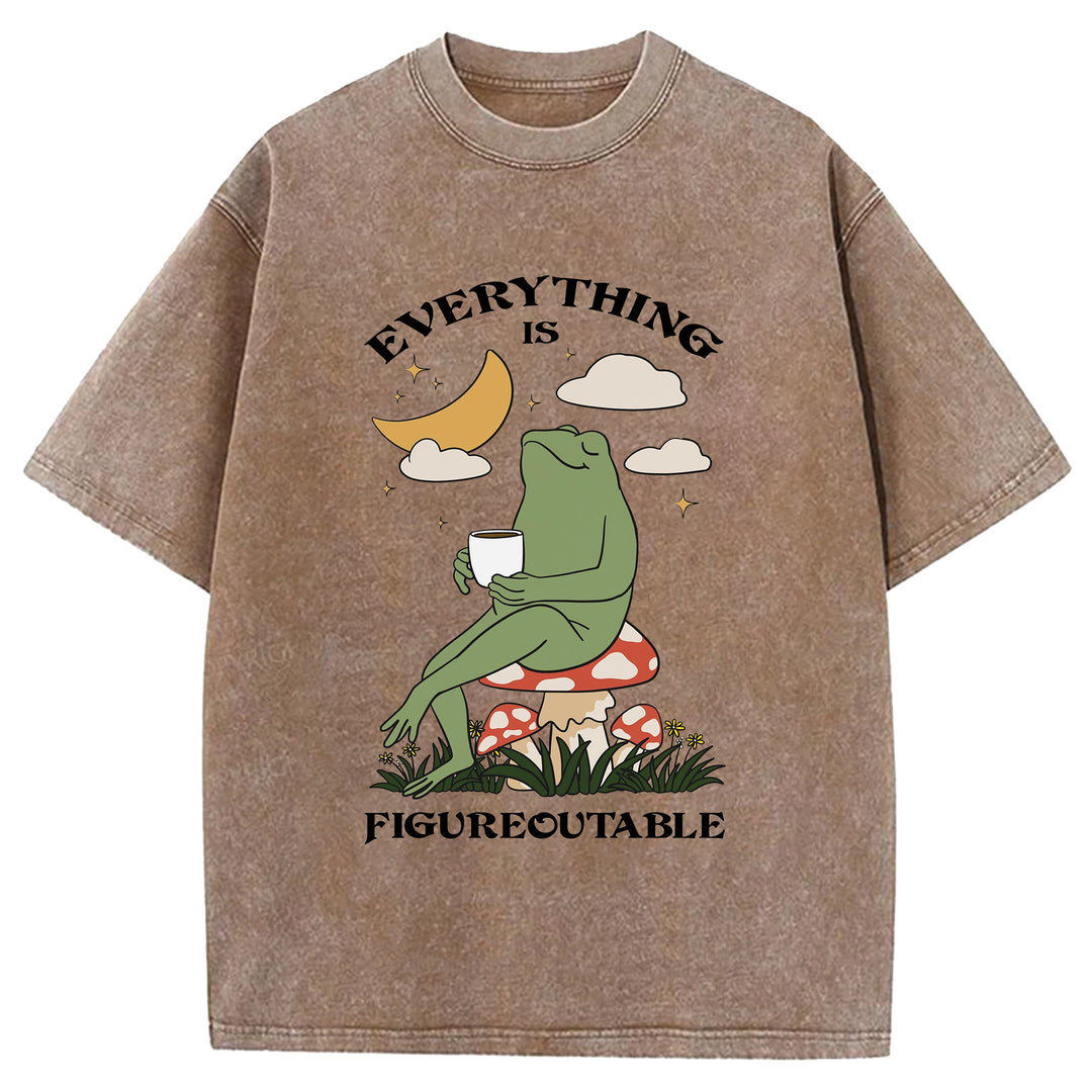 Thing Every Is Figureoutable Vintage Design Washed Crew Neck T-Shirt