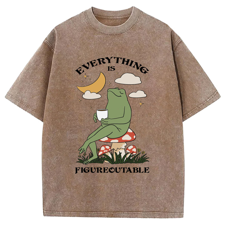 Thing Every Is Figureoutable Vintage Design Washed Crew Neck T-Shirt