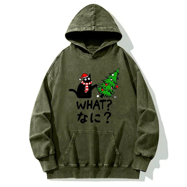 Naughty Cat Christmas Washed Hoodie