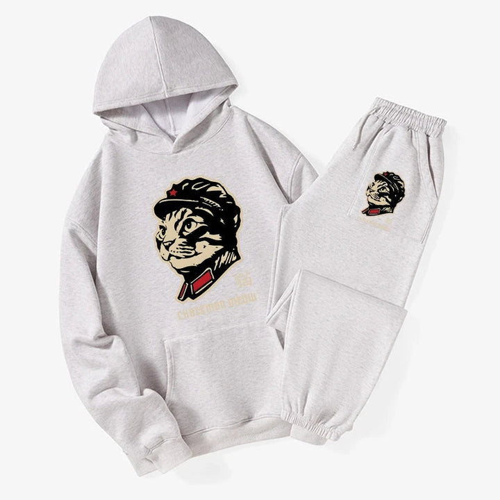 Chinese Spirit Cat Fleece Lined Hoodie Set