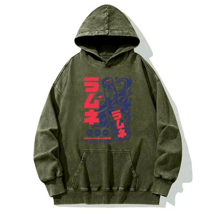 Ramune Print Japanese Washed Hoodie