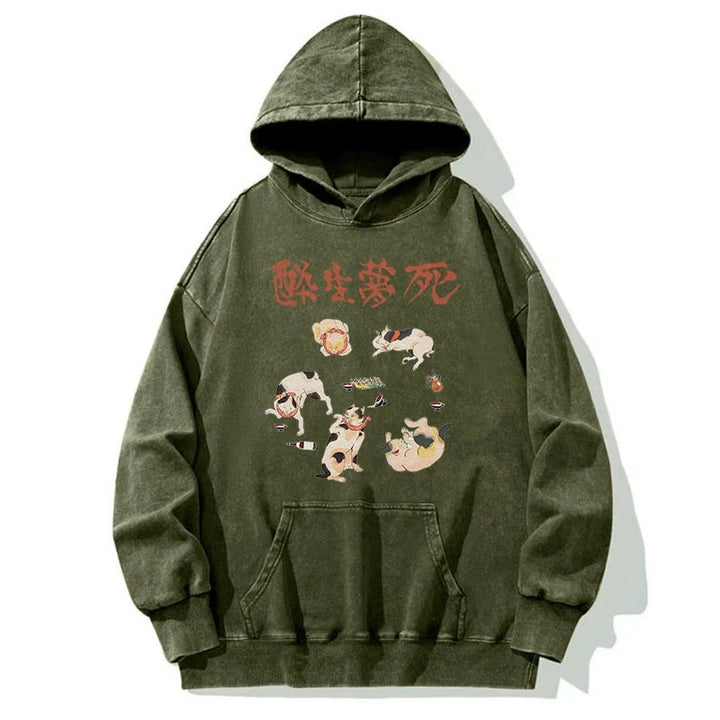 Drunken Cats Washed Hoodie