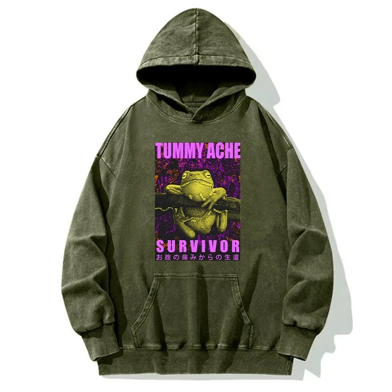 A Frog With Stomachache Washed Hoodie
