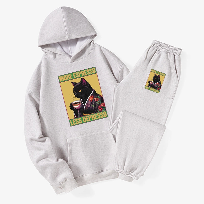 Up Caffeine Down Depression Fleece Lined Hoodie Set