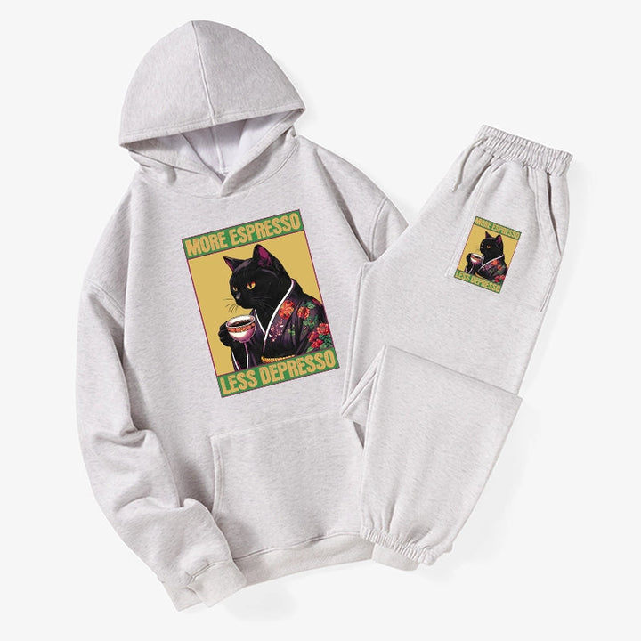 Up Caffeine Down Depression Fleece Lined Hoodie Set