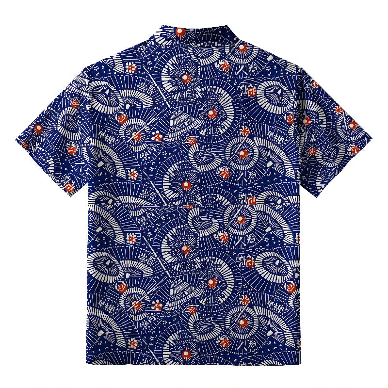 Japanese Retro Folding Fan Button-up Shirt